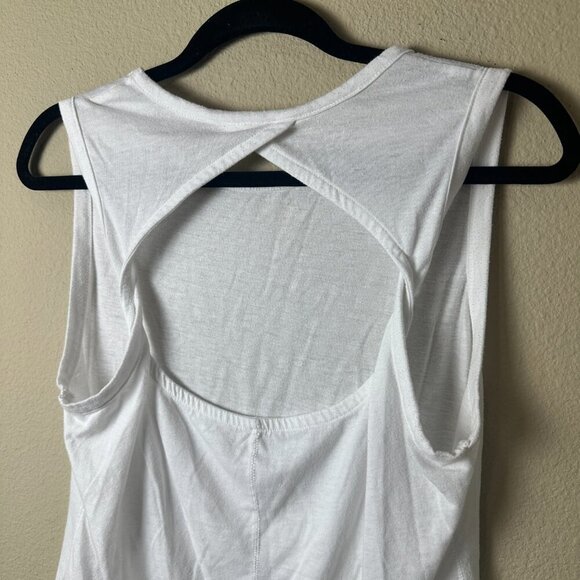 ANTHROPOLOGIE Twist Back White Tank Top Athletic Size Medium - Picture 6 of 9